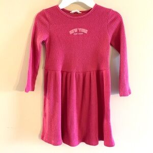 Primark Pink girls sweater ribbed dress.  New York embroidered on ctr. Sz 6/7